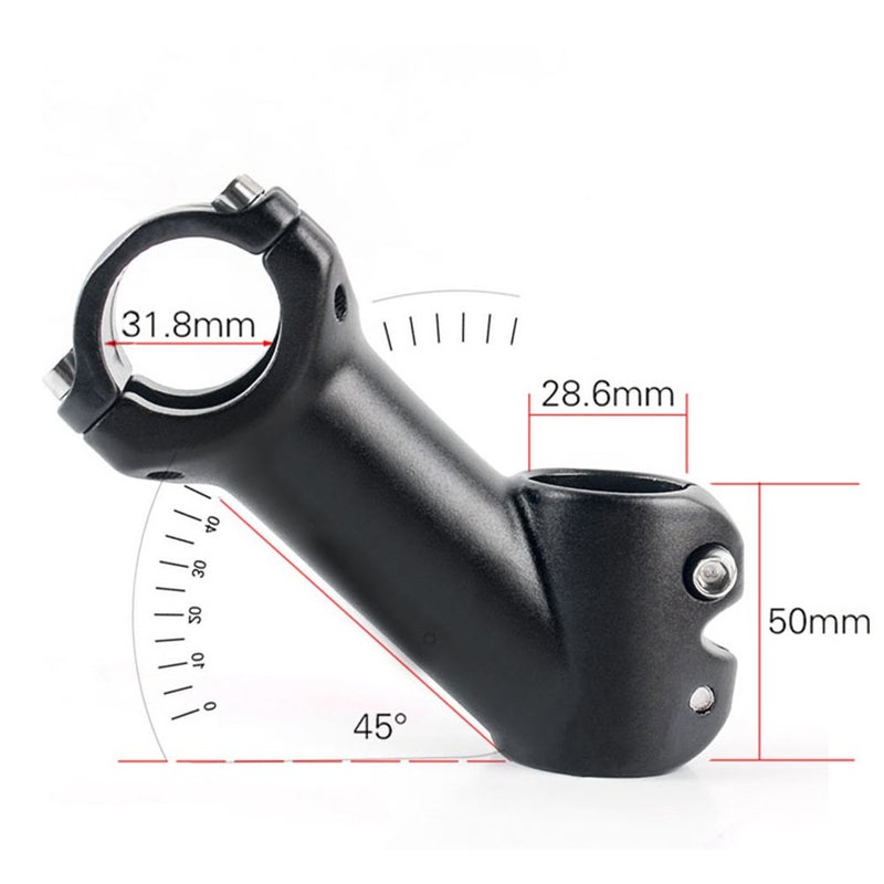 WAKE MTB Stem 45 Degree 31.8 90mm Bike Stem Wake Mountain Bike Stem Short Handlebar Stem Riser for Most Bicycle, Road Bike, MTB, BMX, Fixie Gear, Cycling (Aluminum Alloy, Black) - Image 2
